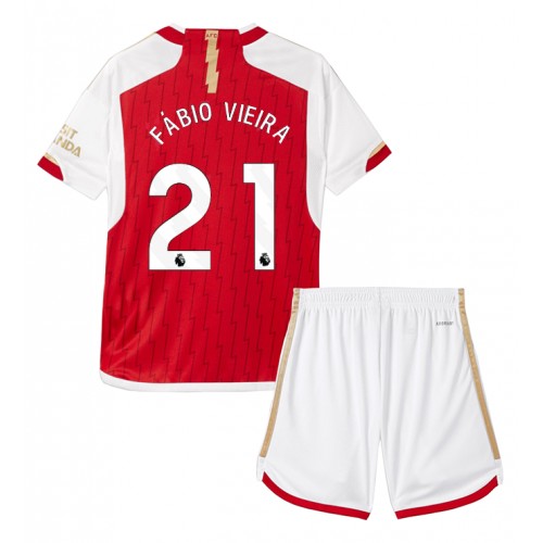 Fotbalové Dres Arsenal Fabio Vieira #21 Dětské Domácí 2023-24 Krátký Rukáv (+ trenýrky)